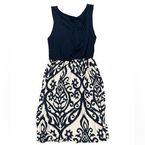 HERSHE Knee Length Black & Cream Stretchy Dress Size Large